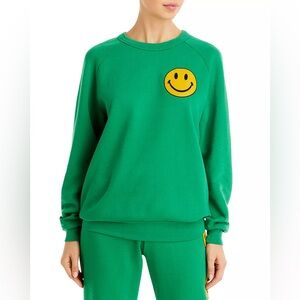 Aviator Nation Green Sweatshirt with Yellow Smiley